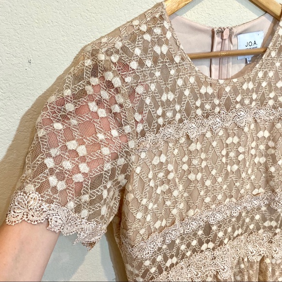 J.O.A. Lace Short Sleeve Blush Mini Dress - Picture 4 of 14